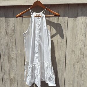 Rebecca Taylor 0 2 Sleeveless Halter Poplin Mini Dress Sundress White Ruffle